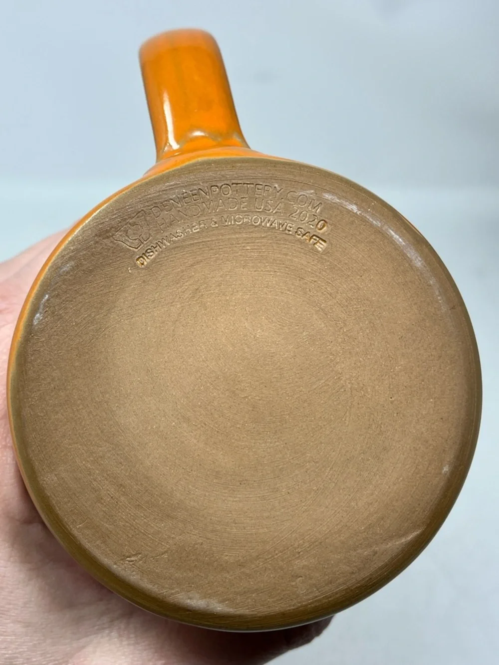 DENEEN POTTERY HANDCRAFTED IN USA ORANGE MUG WHISKEYTOWN CALIFORNIA NEW